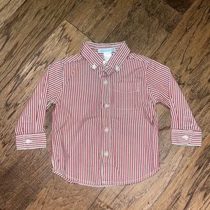 Jamie and Jack Red striped long sleeve buttondown 12-18Months